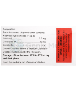 Nebivolol 2.5 mg & Cilnidipine 10mg Tablets (LN Beta 2.5)